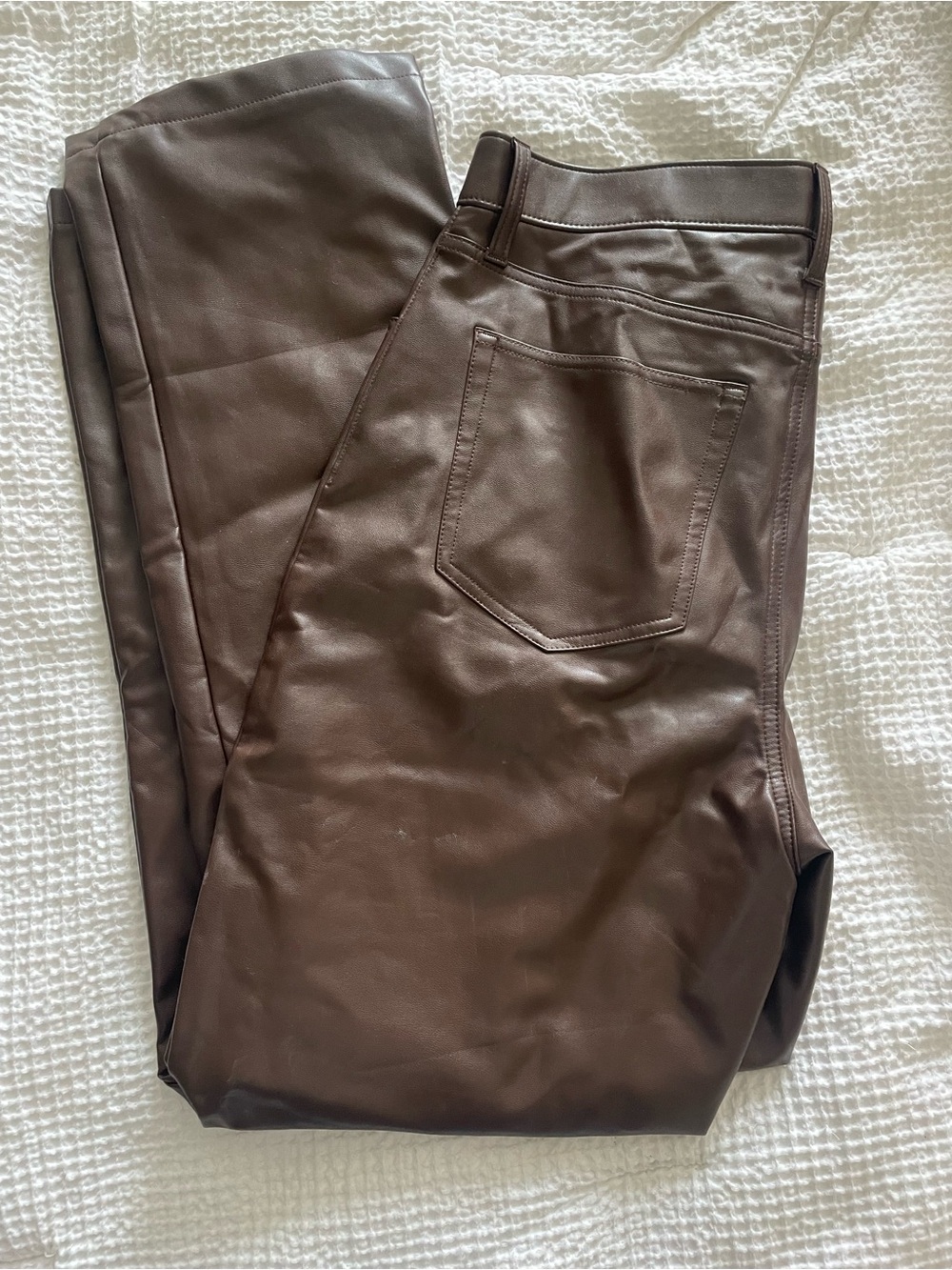 Abercrombie & Fitch Faux Leather Brown High-Waist Pants